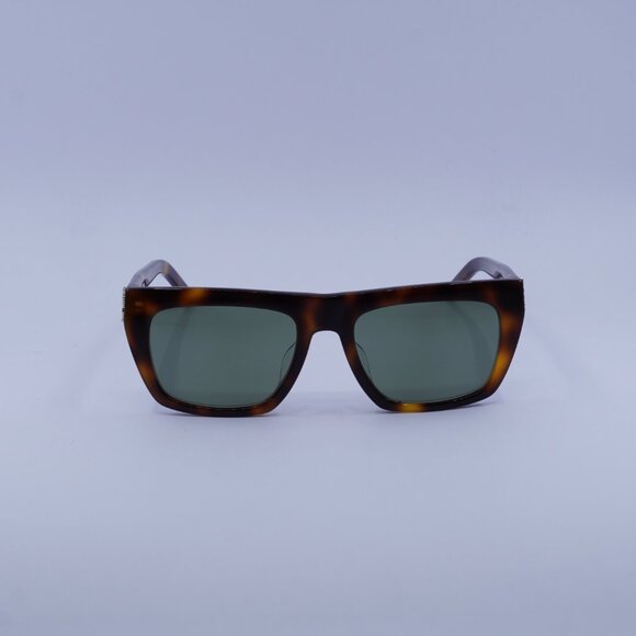 Saint Laurent SL M131/F 003 Sunglasses Havana Square Frame, Green Lenses - Picture 2 of 11